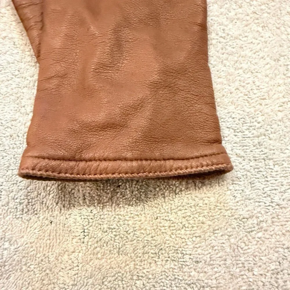Isotoner Brown Leather Women 8 Gloves Knit Lined Casual Vintage Camel Classic - Picture 6 of 8